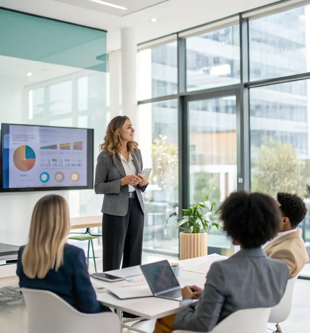 An image of a manager conducting a training session with new employees, showcasing BigFuture's Workforce Solutions.